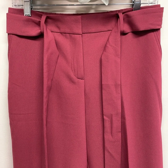 NWOT Talbots Belted Wide Leg Crop Pants Burgundy Wine SP - Picture 2 of 15